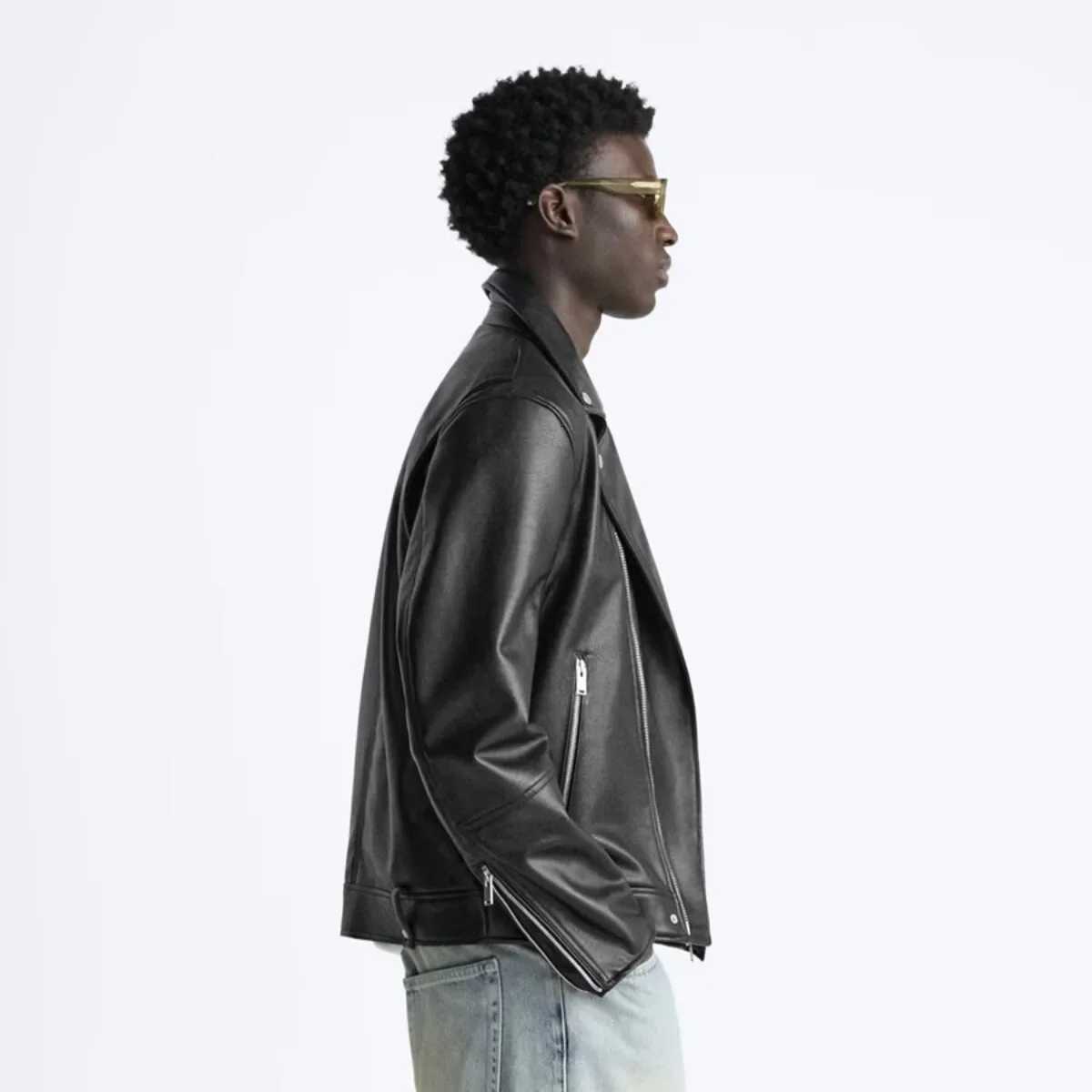 Casual Loose Mens Biker Jacket Trendy Short Style Versatile Leisure Outerwear Spring Autumn Fashionable Leather Coat W251023