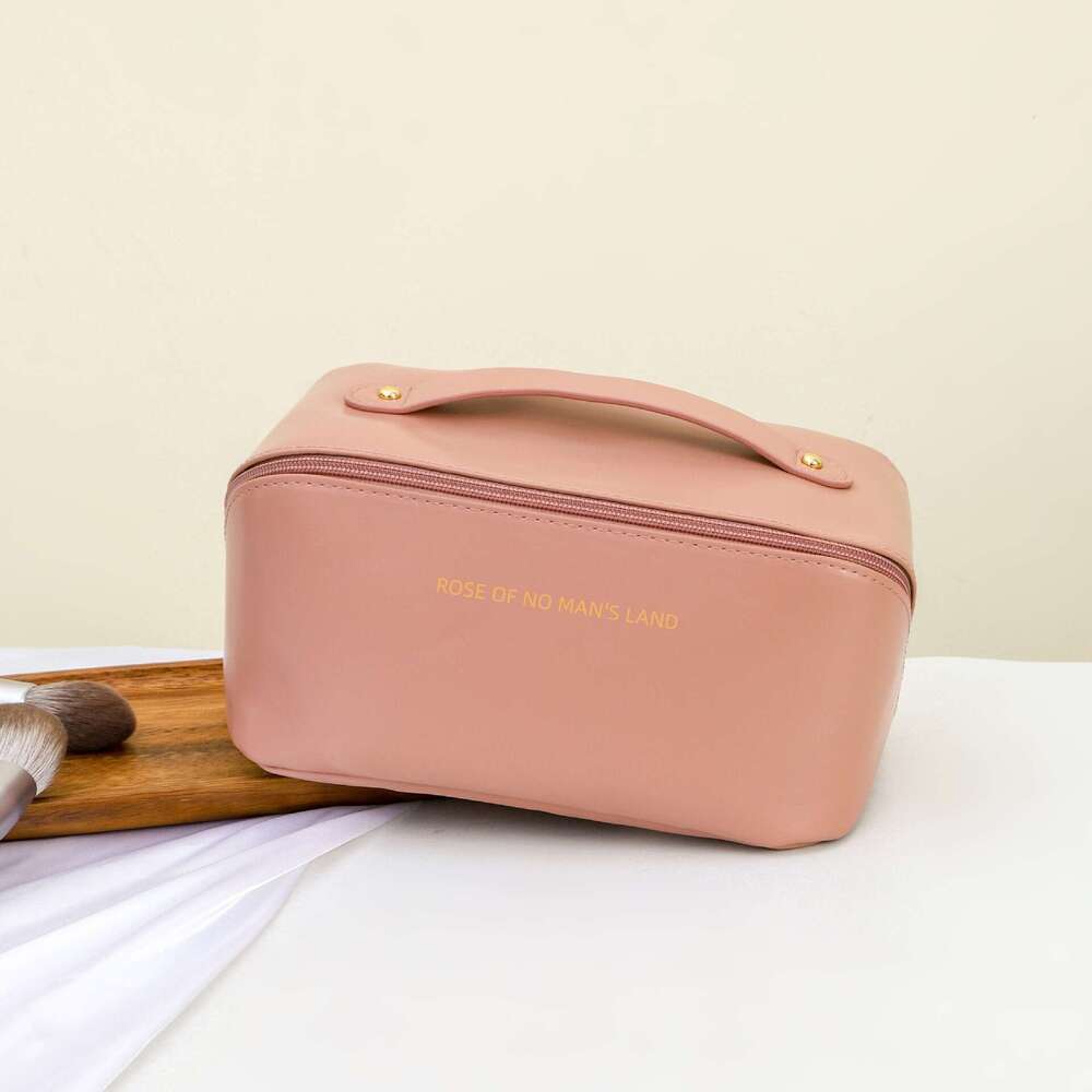 Accordion PU Leather Handbag Enhancing Appearance Pillow Cosmetics Toiletries Large Capacity Partitioned Storage Makeup Bag