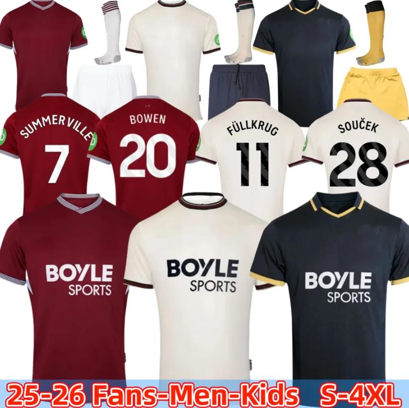 25 26 BOWEN FULLKRUG united Soccer Jerseys WARD-PROWSE 2025 2026 L.PAQUETA ANTONIO football shirt KUDUS RODRIGUEZ home away black jersey Men kids kit wEst hamS 3XL 4XL