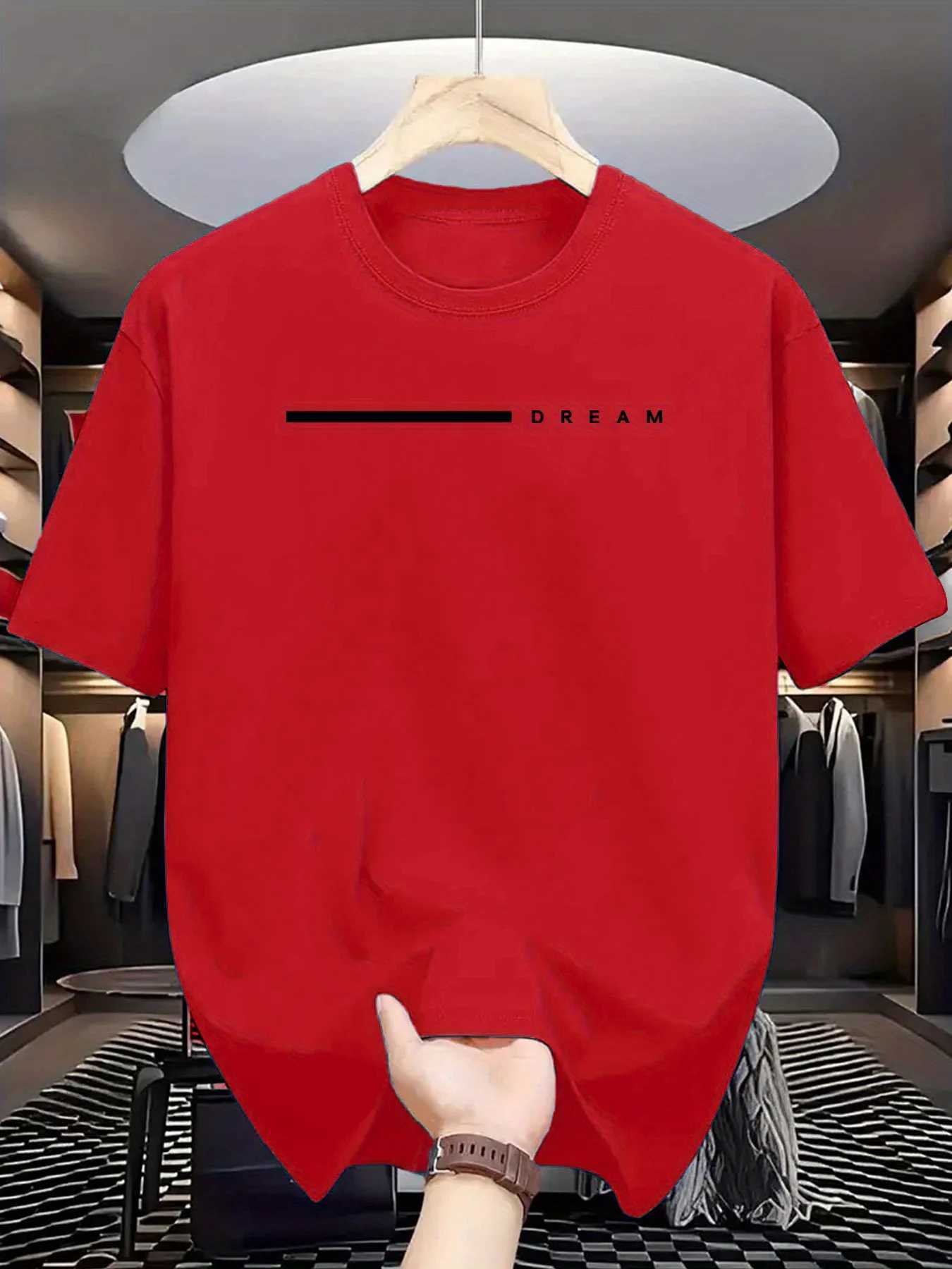 Mens summer 100 cotton fashionable casual loose plus size dream letter printed sports round neck short sleeved Tshirt topXJ251023