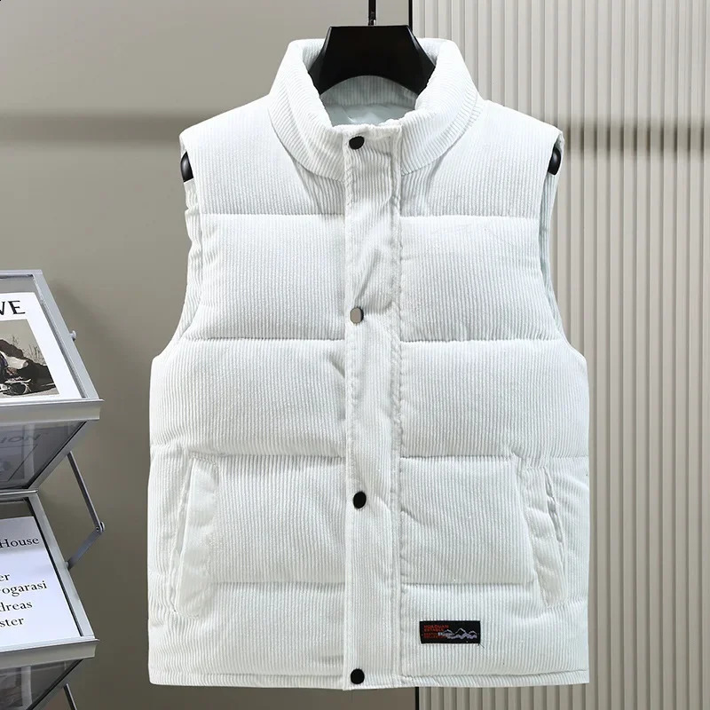 in Padded Vest Men Zipper Winter Thick Warm Corduroy Sleeveless Jacket Male Autumn Casual Waistcoat Golf Work Wear Coat 251023
