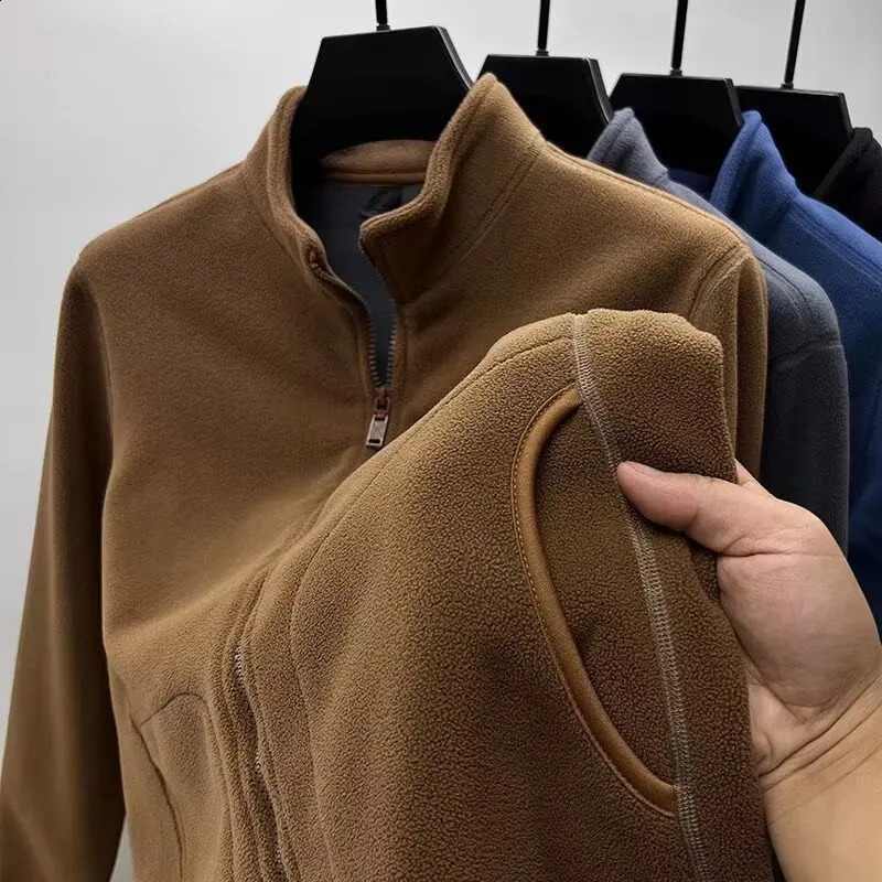 Mens Fleece Pullover for Autumn and Winter Thickened Added Warmth Comfortable Casual Standup Collar Coat 251023
