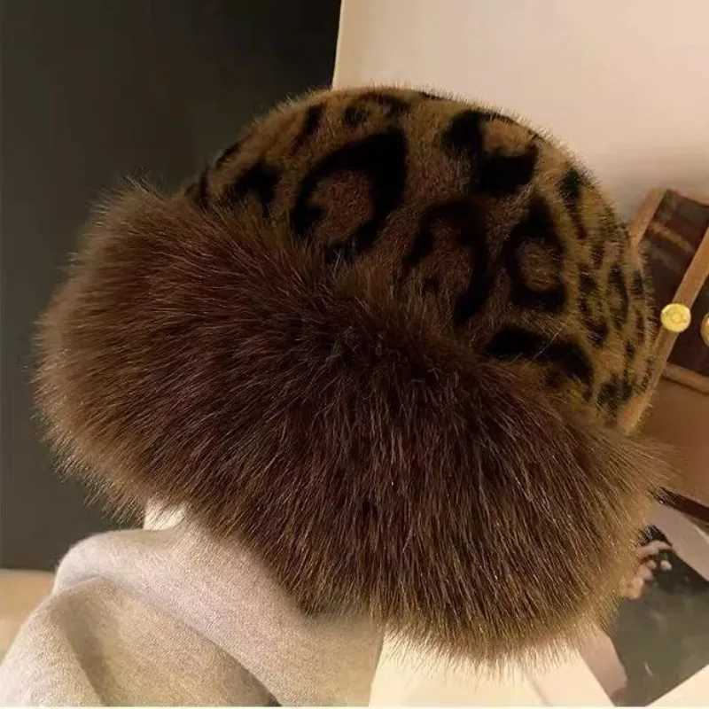 Retro opard Print Bucket Hat Wen Fashion Furry Fisherman Faux Fur Warm Winter Luxury Ear Protection Plush Panama GirlsW251023