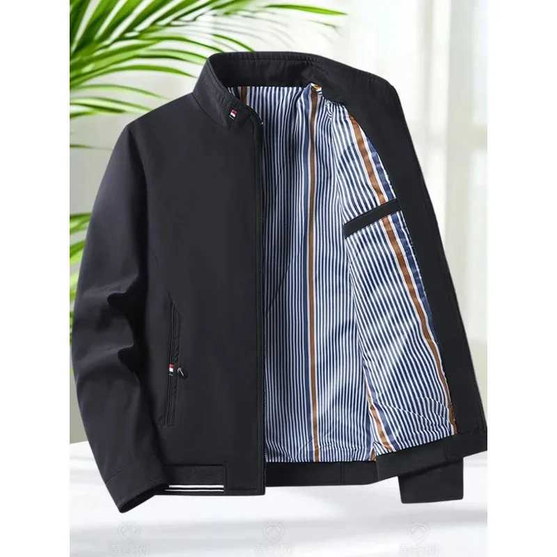 Blazer Jacket Men Casual Jacket Spring Autumn Workwear Stand Collar Zip Up Coats Men Lightweight Business Style Outerwear W251023