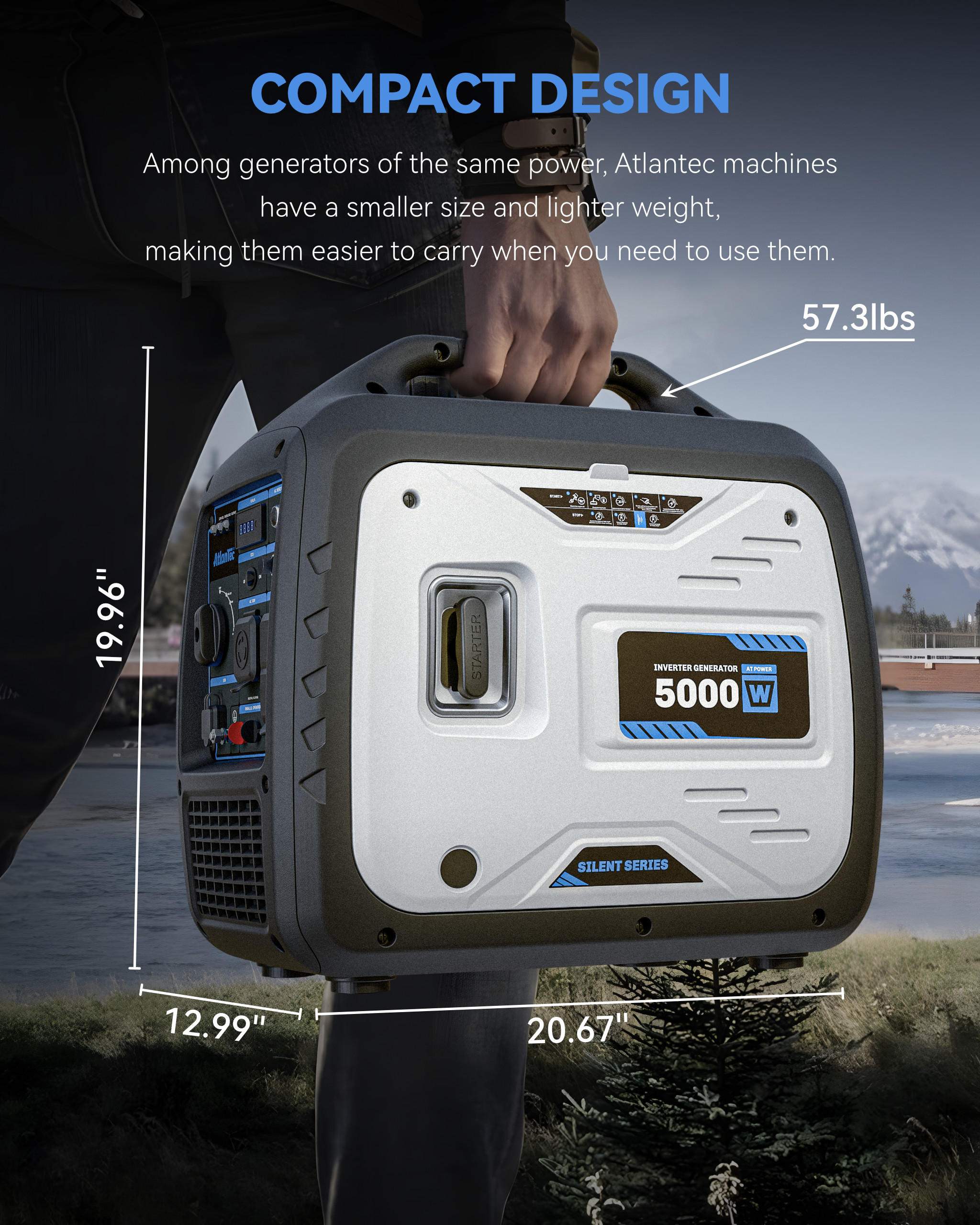 4300W Inverter Generator, Gas Powered Portable Super Quiet Outdoor Generator RV Ready for Home Use, Emergency Backup