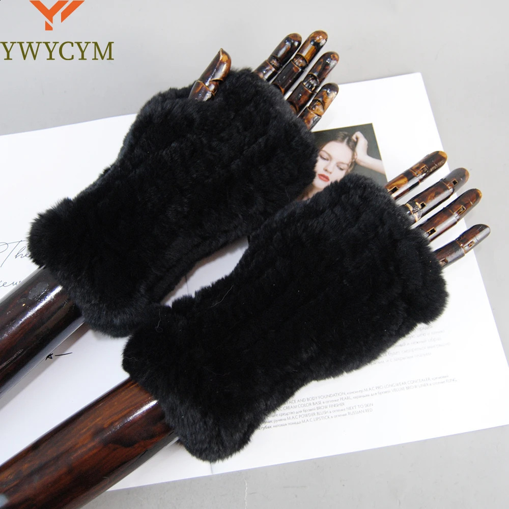 Arrival Female Natural Rabbit Fur Gloves Knitted Warm Real Rex Rabbit Fur Mittens Women Winter Outdoor Rex Rabbit Fur Gloves 251020