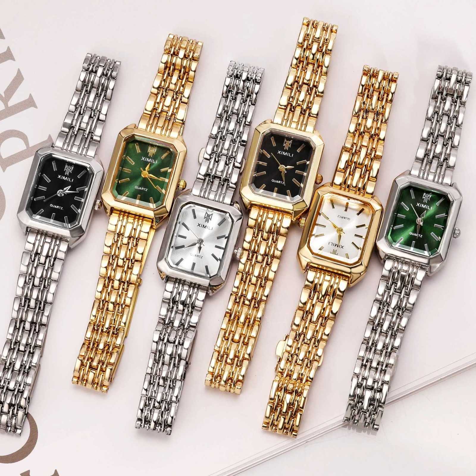 Hot Brand 316L Stainless Steel PVD Gold Color Strap Watch Women Luxury Gift Wristwatch Lady Fashion Simple Square Quartz WatchesL251023