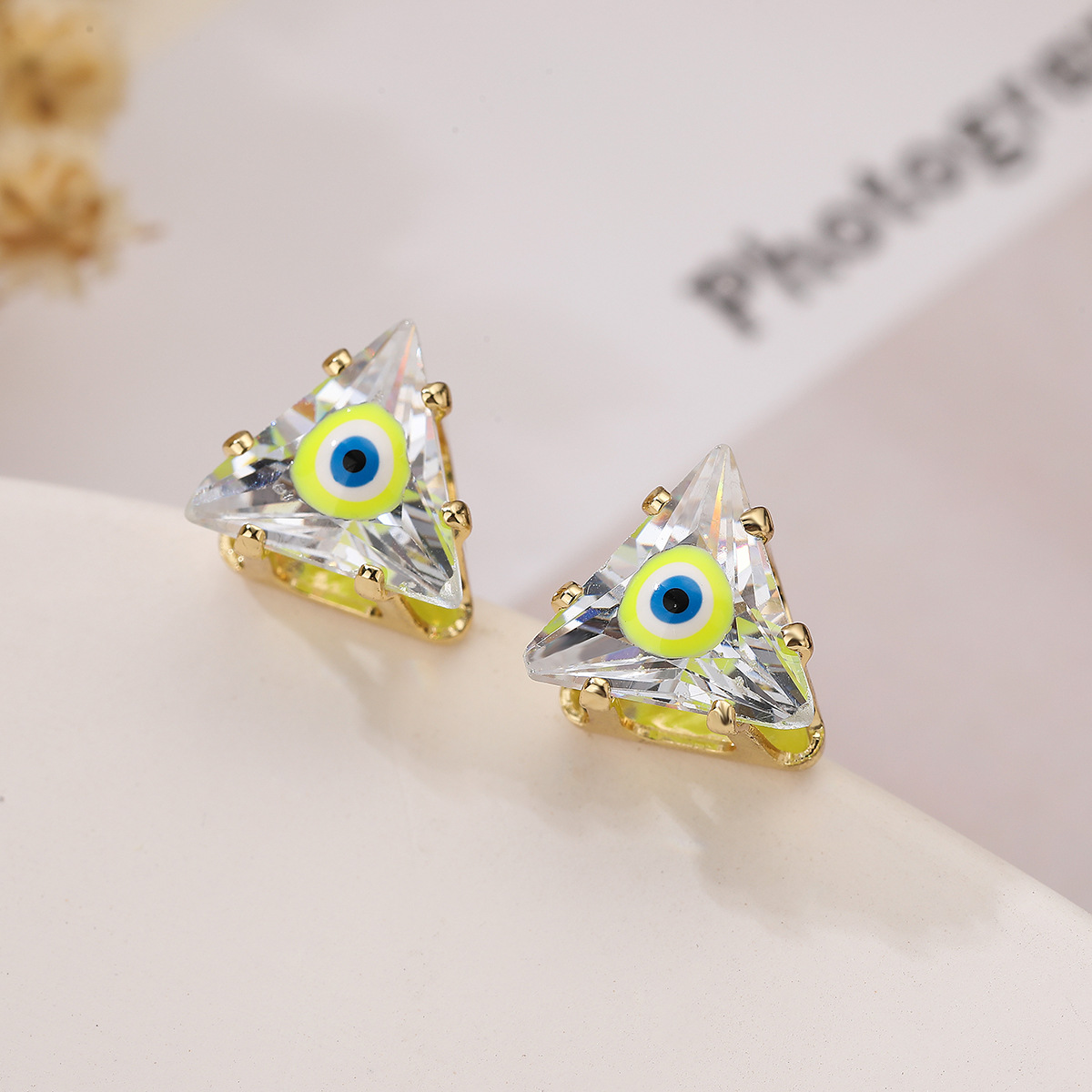Designer earrings Geometric Devil's Eye Inlaid with Colorful Zircon Earrings for Personalized Design, 18K Gold Plated free shipping diamond earri