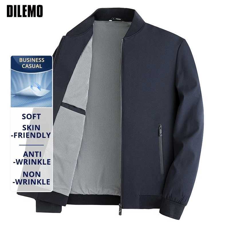 Premium Anti Wrinkle Waterproof Men Blazer Jacket Middle Aged Windbreaker Baseball Collar Business Casual Lightweight Coats W251023