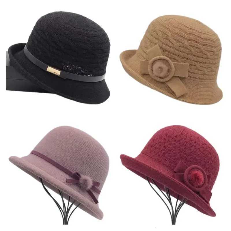 Woon Bucket Hat Wens Autumn and Winter Bow Korean Version Versati Japanese De Basin Hat British Retro Top Hat TideW251023