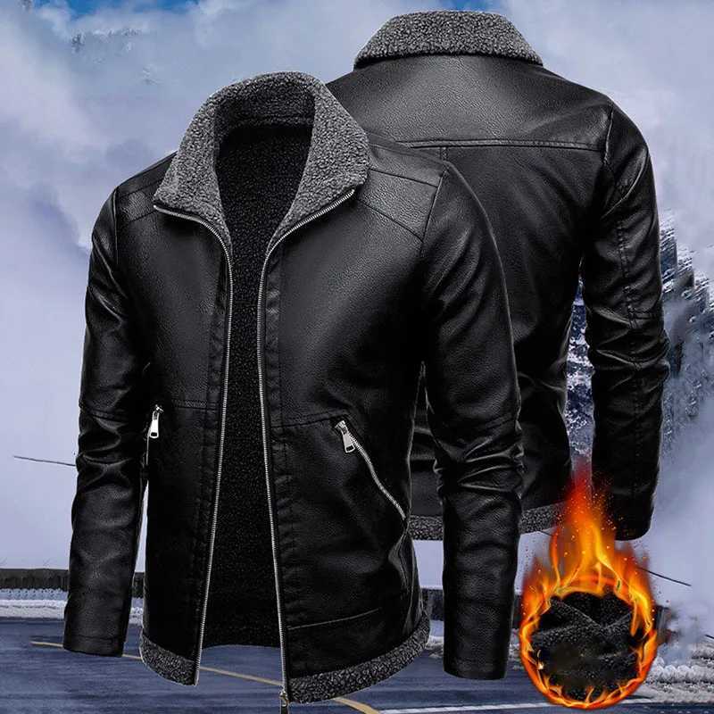 New Mens Leather Jackets Autumn Winter Slim High Quality Motorcycle PU Jacket Man Business Fleece Warm Black Leather Coats W251023