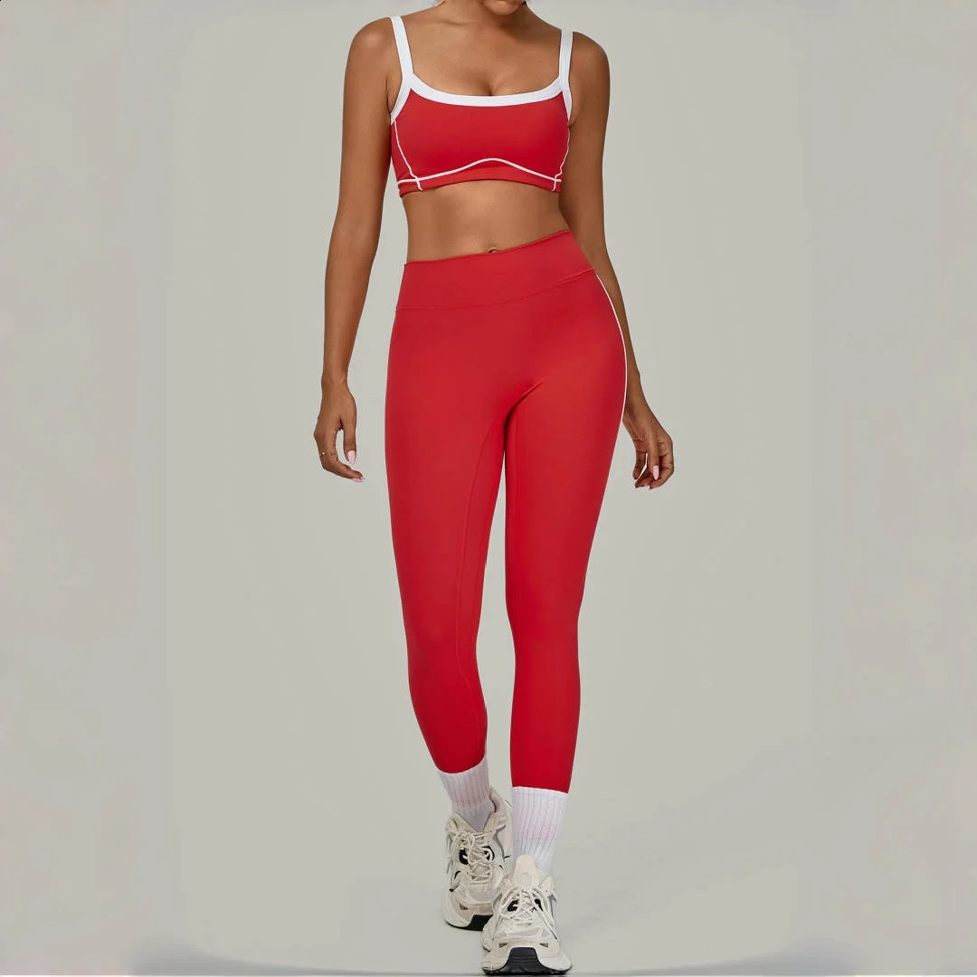 Yoga Suit Sports Fitness High Waist Peach Hip Tight Removable Padding Sports Bra Outfit Running Workout Clothes Gym Leggings Set 251021