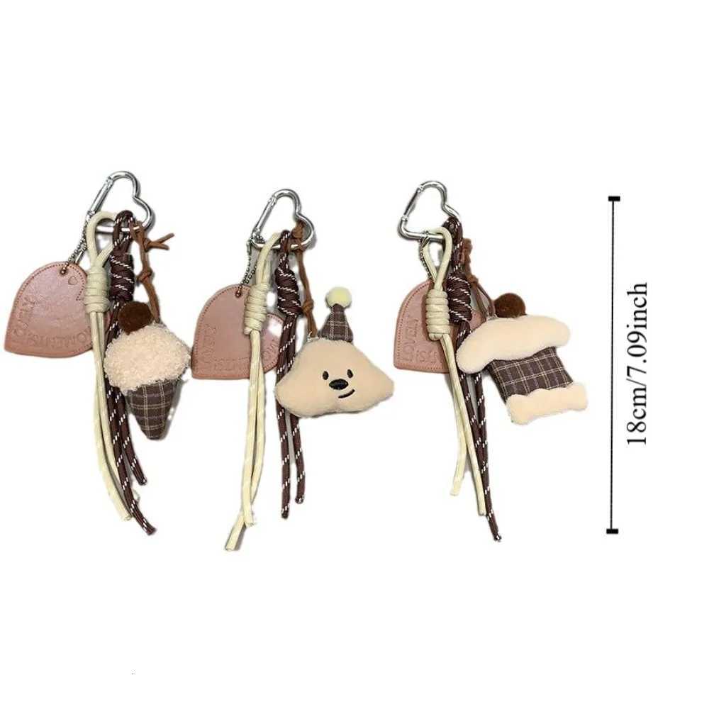 Cute Ins Small Cartoon Bear Pendant Plush Hanging Braided Rope Korean Rope Bag Pendant Keychain Z251023