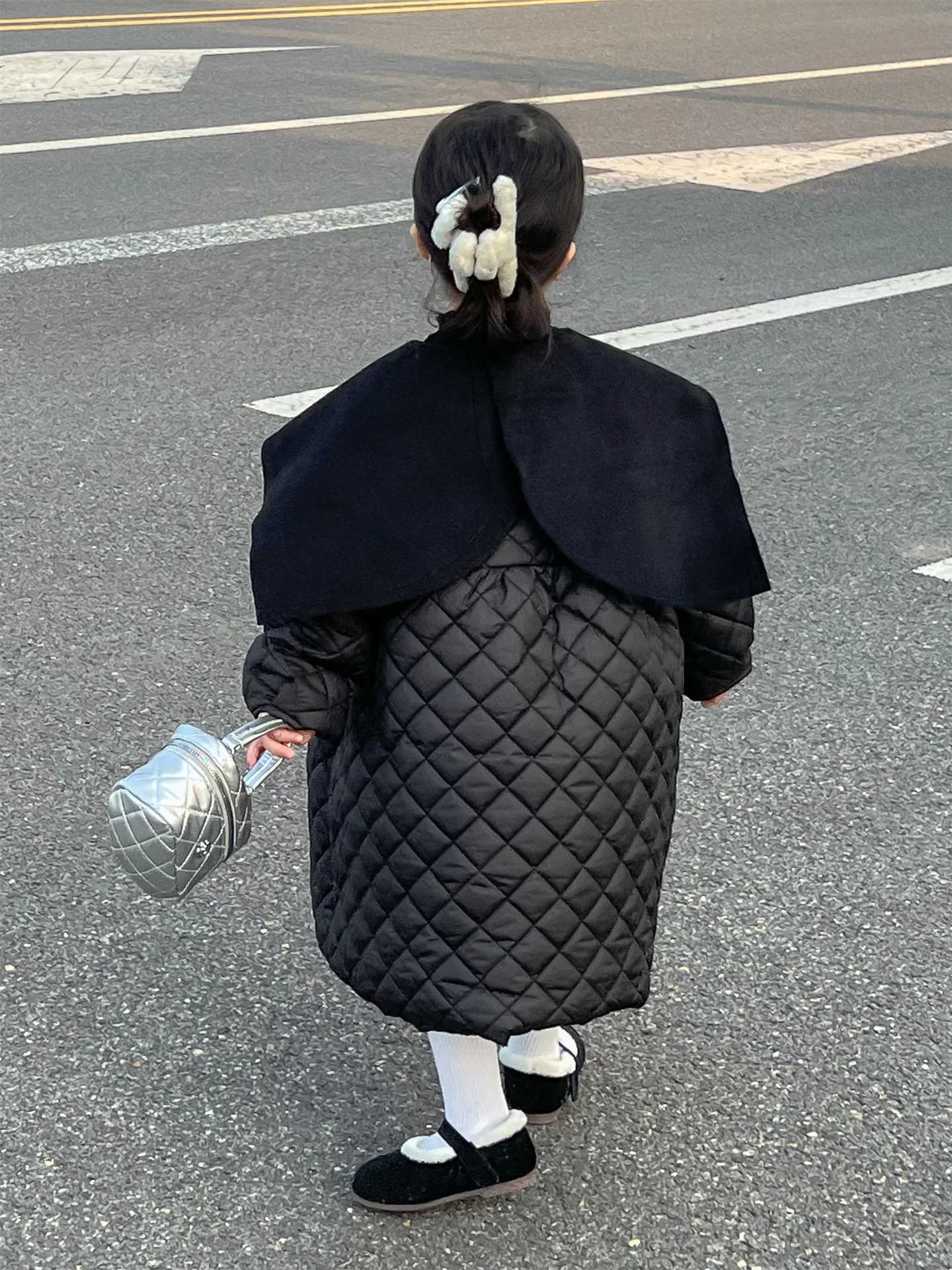 Korean Childrens Clothing 2024 New Fashionable Cotton Big Collar Loose Warm Cotton Coat Jacket Y251023