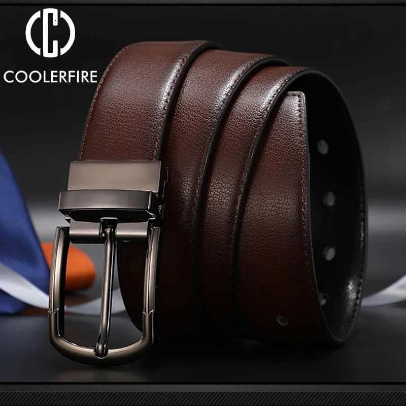 New Men Genuine Leather Belt 100cm 110cm 120cm 130cm 140cm 150cm Reversible Buckle Brown and Black Business Dress Belts for MenW251023