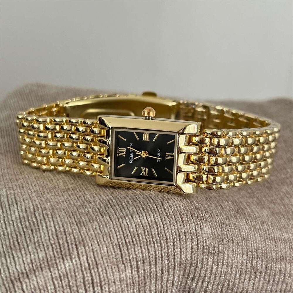Artistic Designer Rectangular Women's Watch Niche gold Wheat Ear Quartz Wristwatch Live