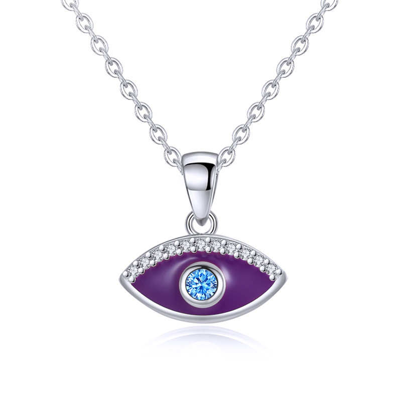 Designer necklace for woman Alloy studded diamond zircon devil's eye pendant necklace, fashionable and exquisite sweater chain Halloween gift