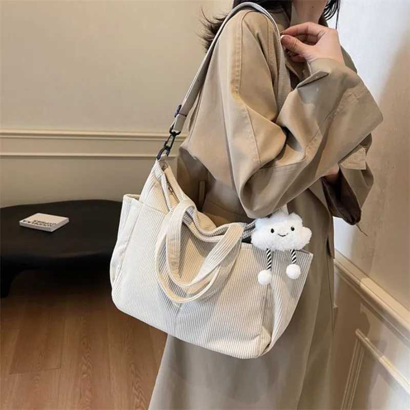 New Corduroy Tote Bag with Zipper Closure Chic Daily Commuter Handbag Shoulder Crossbody Bag Ideal for Shopping Everyday UseL251023