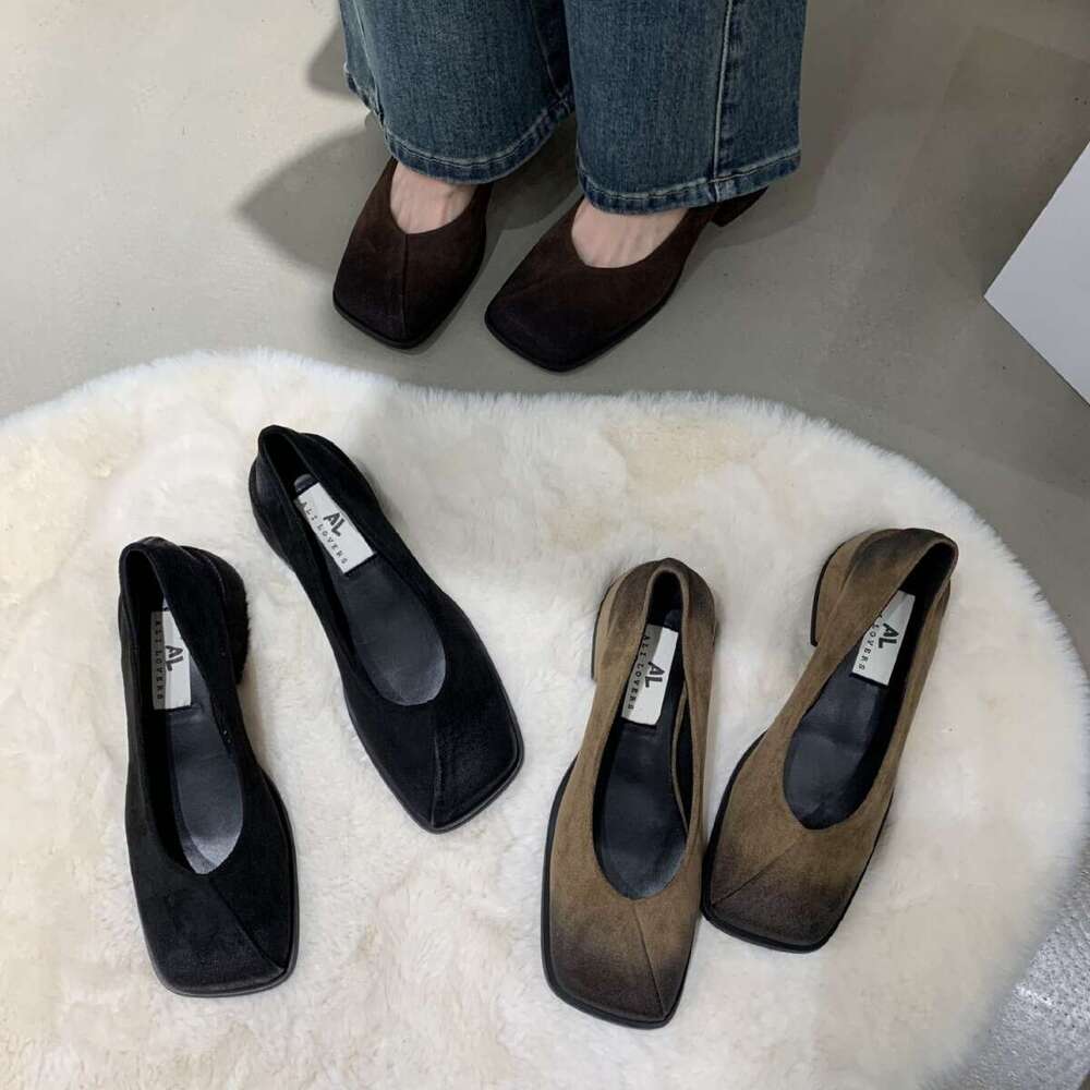 2025 New French Style Elegant Shoes Women's Square Toe Chunky Heel Shallow Mouth Mary Jane Commuter Shoes with Refined Design