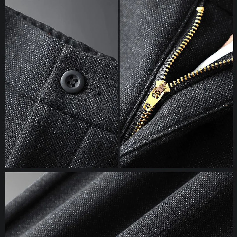 Mens Straight Leg Long Daily Pants Casual Slim Fit Narrow Trousers Stylish Male Suit Work Fashion Blue Gray 251023