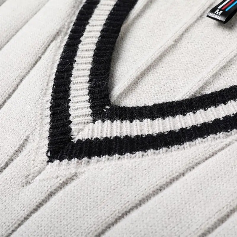 Spring Autumn Winter Vneck Vest Mens Sleeveless Bright Color Versatile Sweater Knitted 251023