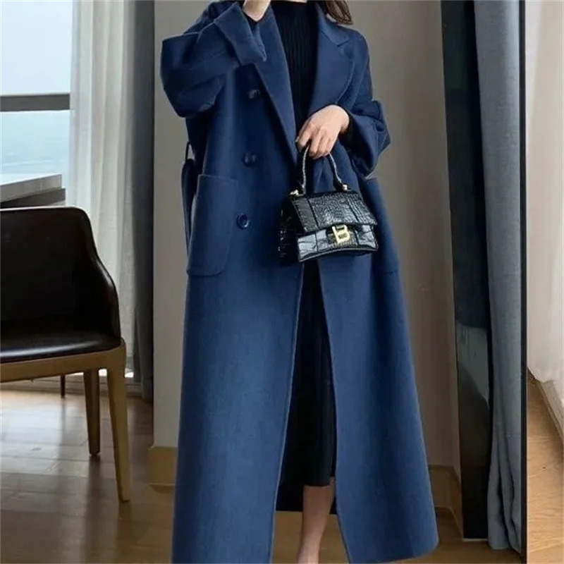 Womens Coat Winter Korean Fashion Long Coated Thickened Woolen Winter Coat for Women Black Coat Harajuku 251020