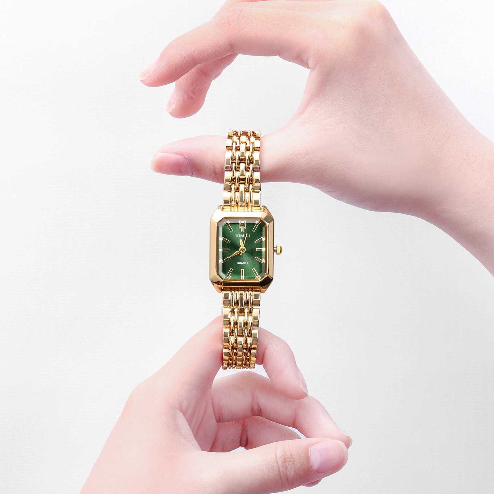 Hot Brand 316L Stainless Steel PVD Gold Color Strap Watch Women Luxury Gift Wristwatch Lady Fashion Simple Square Quartz WatchesL251023