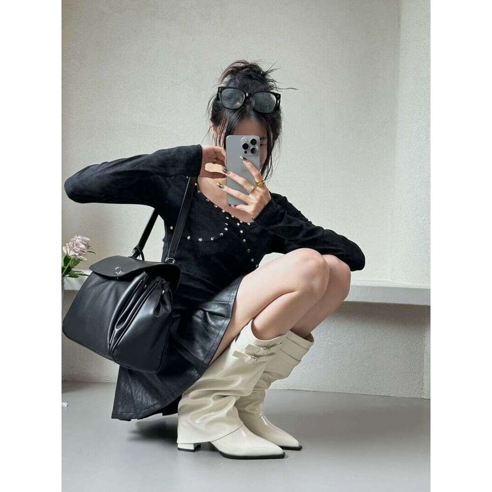 Niche Design Designer Shoe Chunky Pointed Toe Tube 2025 Autumn New Versatile High Heel Long Boots for Women Over the Knee