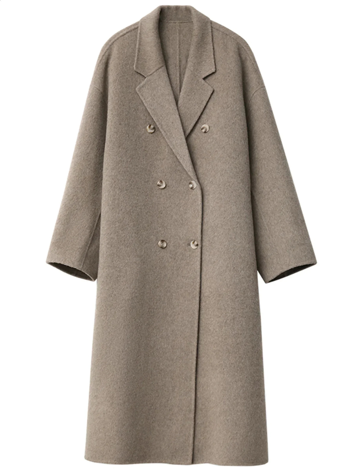 CHIC VEN Women Woolen Coat Doublebreasted Basic Loose Casual Retro Long Doublesided Female Overcoat Autumn Winter 251021