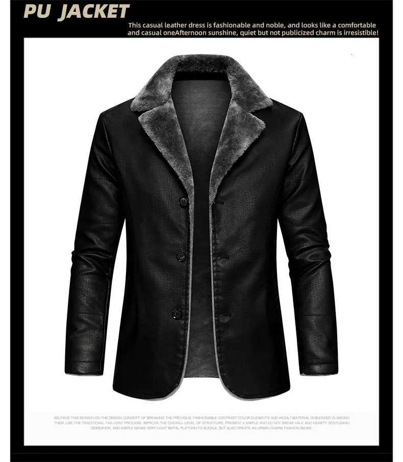 Autumn Winter Korean Style New Fashion Mens Turndown Collar Singlebreasted Casual Trendy Solid Color Faux Leather Jackets W251023