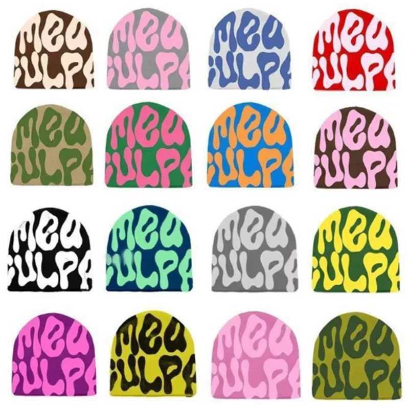Y2K Knitting Beanies Hat Men Women Paragraph Quality Wool Cap Mea Culpa Warm Fashion Hundred Take Cold Cap for Women HatsXJ251023
