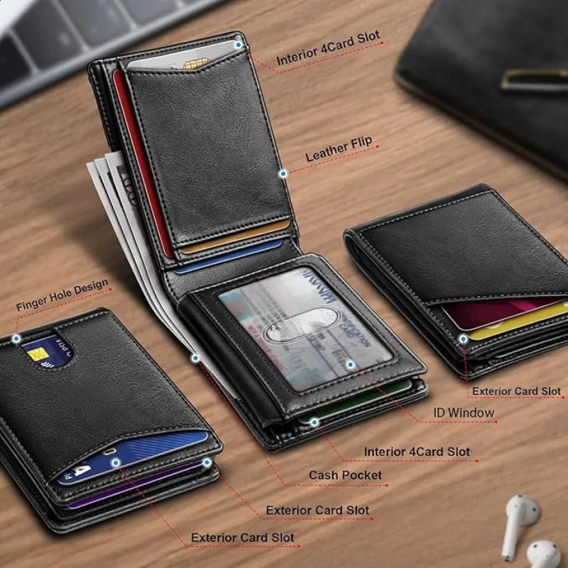 YAT Mens Card Bag Leather Multi slot Wallet RFID Anti theft Brush with ID Card Window Fashion Card Clip251023