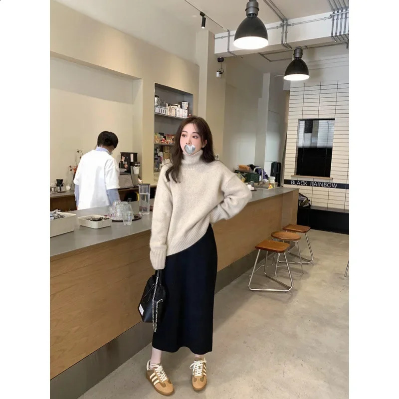 HighEnd FeelSoft and Supple Knit Skirt Womens MediumLength StraightLeg Bodycon HighWaisted A Line Dress 251022