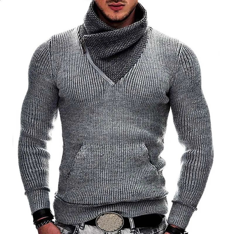 Autumn Winter Mens Sweater Casual Solid Turtleneck Men Sweaters Long Sleeve Knitted Pullover 3XL Slim Jumpers 251016
