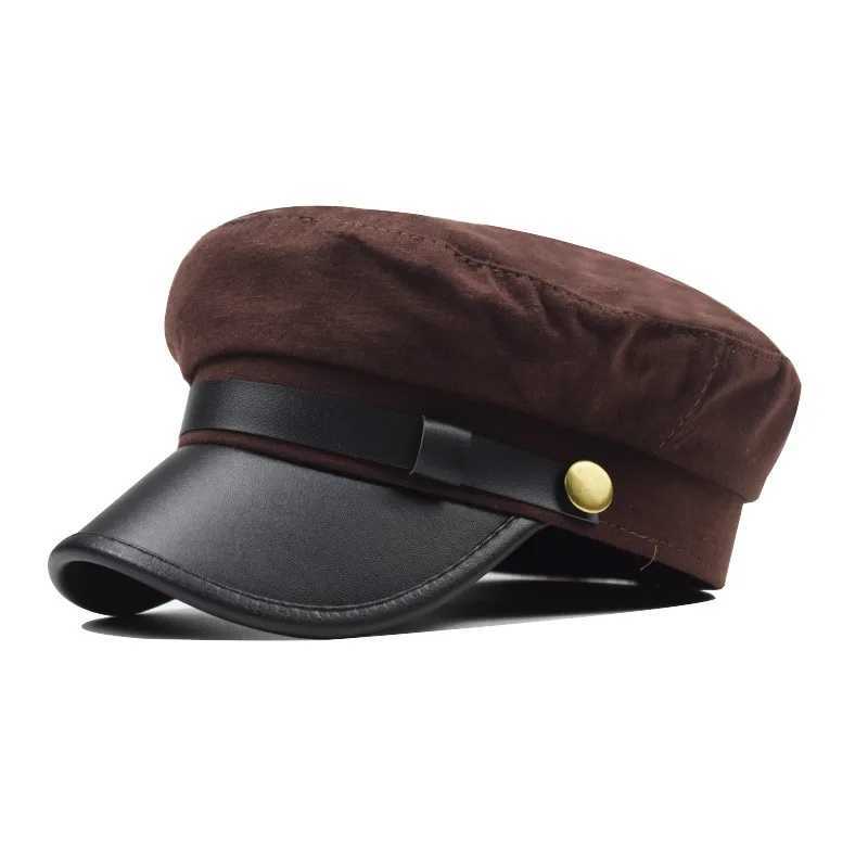 Wens ather Beret Hat Flat Top Breathab Cotton ed British Sty Vintage Fashion Octagon Hat for Daily Outdoor WearW251023