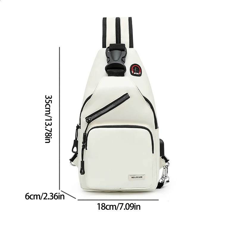 Fashion Leisure Mens Chest Bag PU Solid Color Male Messenger With Multi pockets Men Sport Shoulder For Commute Travel 251014