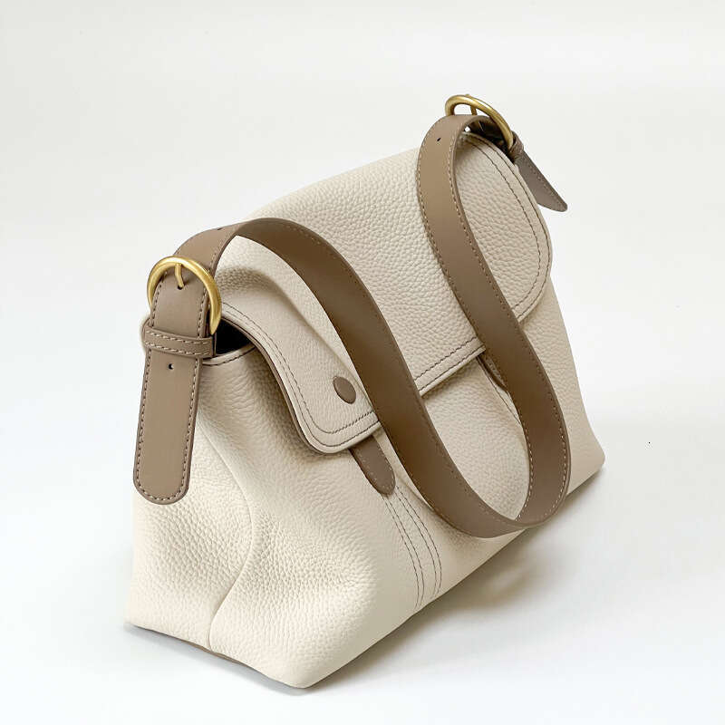 Genuine Leather Women S Color Block Panda Eye Design New Large Capacity Tote Top Layer Cowhide Commuter Underarm Bag Single Shoulder High Quality High