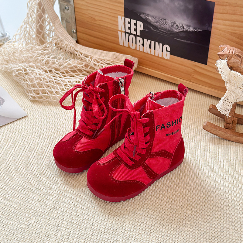 Girl Canvas Wrestling Boots For Kids Girls Fashion Design Shoes Cutefeet Teenager Toddler Children Canvas Boots Wrestling Shoes Sizes US9C-US5Y C1169
