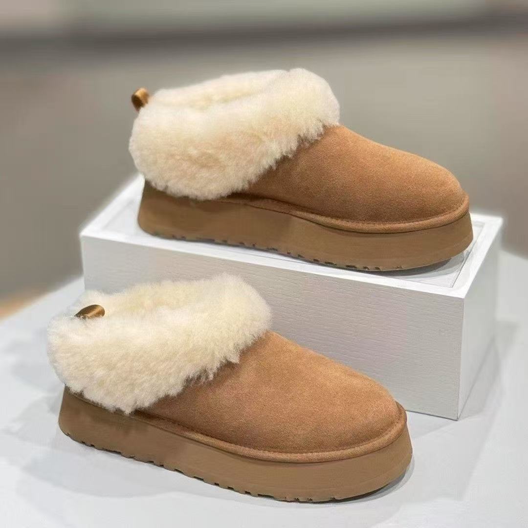 Hot Woman Tatz Tazz platform slippers snow boots Height increasing boots cozy casual fur integrated warm boots Beautiful gifts