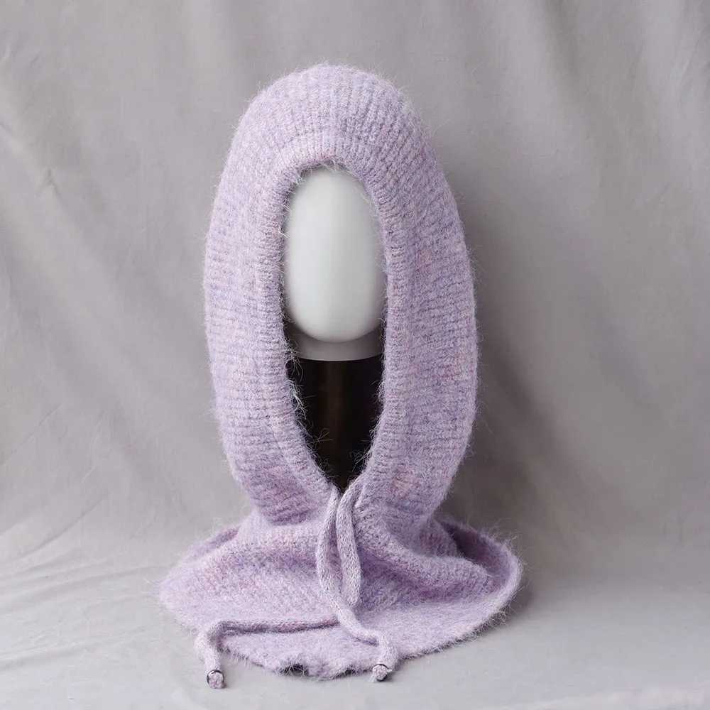 Unisex Wool Knitted clava Winter Ear Face Neck Protect OnePiece Scarf Hat Soft Warm Hooded Beanies Twist False CollarW251023
