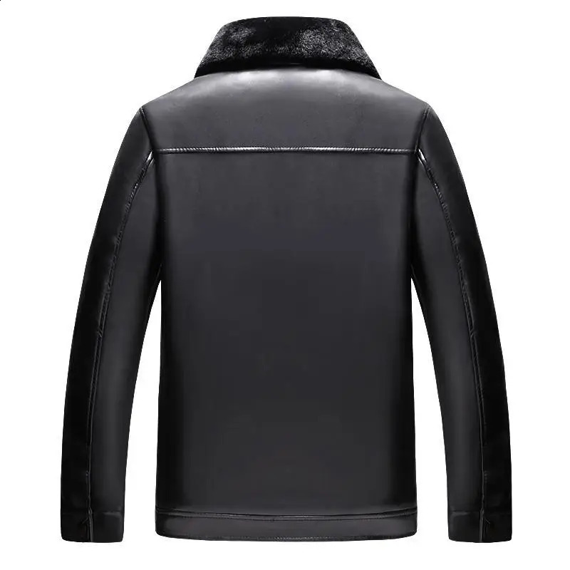 Winter Mens Leather Plus Velvet Thick Fur One Lapel Jacket Warm Casual Slim Smart Male Coats 251023