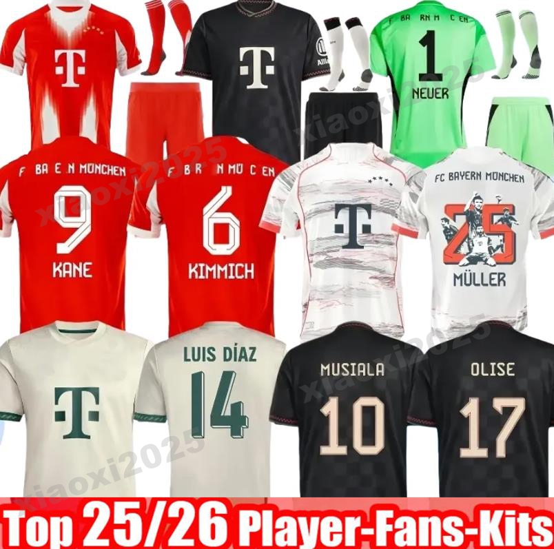 25 26 soccer jersey SANE 2025 football shirt GNABRY camisa de futebol KIMMICH fans player Kit Neuer KANE BayernS OLISE Munich 125-Year Anniversary Beckenbauer