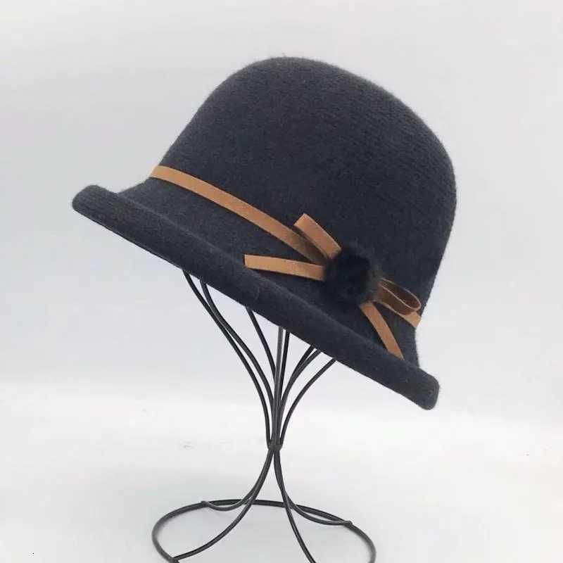 Woon Bucket Hat Wens Autumn and Winter Bow Korean Version Versati Japanese De Basin Hat British Retro Top Hat TideW251023