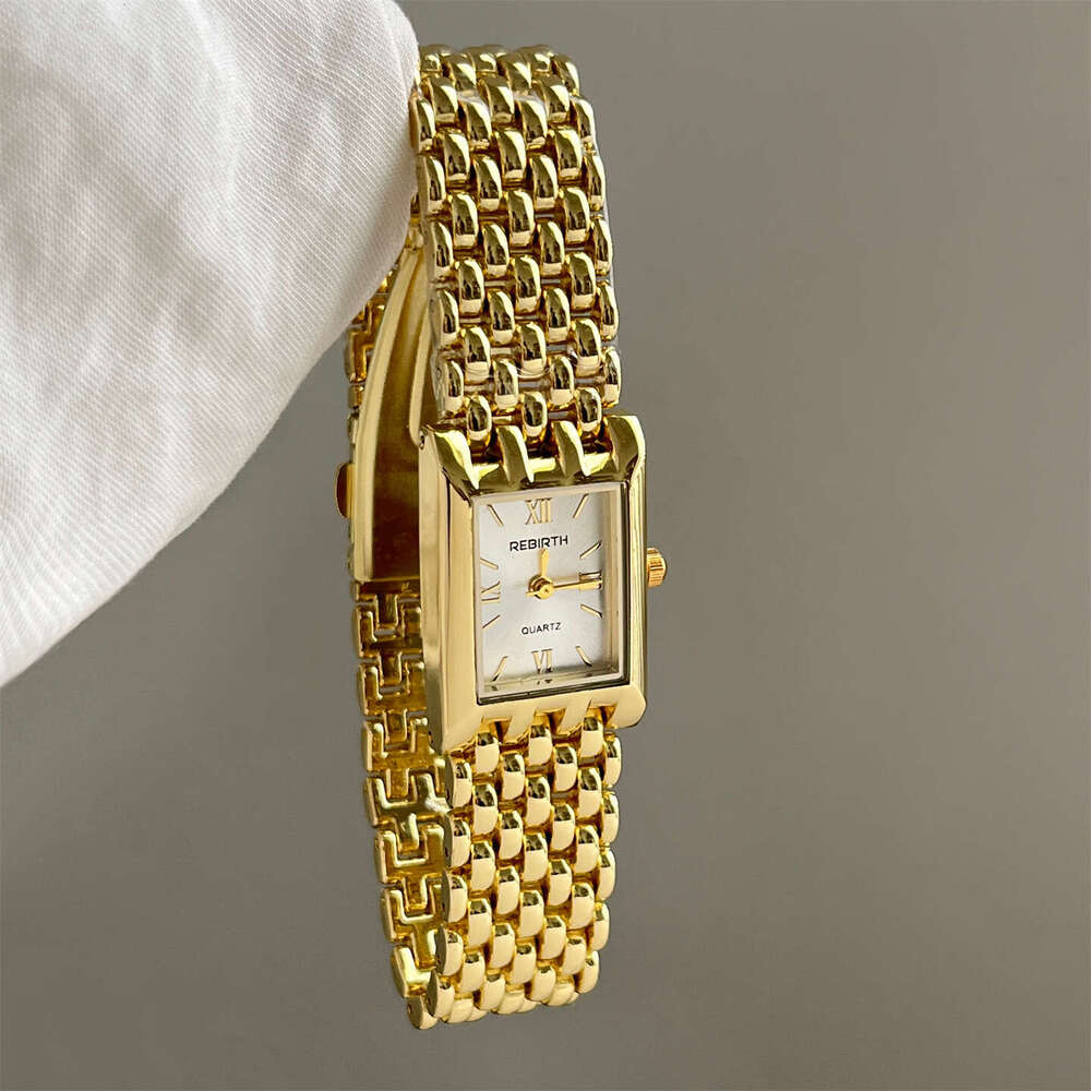Artistic Designer Rectangular Women's Watch Niche gold Wheat Ear Quartz Wristwatch Live