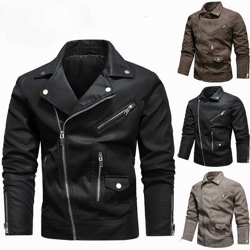 Jacket Men Coat Winter Leather Bomber Genuine Casual Brown Jackets Coats Faux Leather Vintage Black Biker Jacket Men Windproof W251023