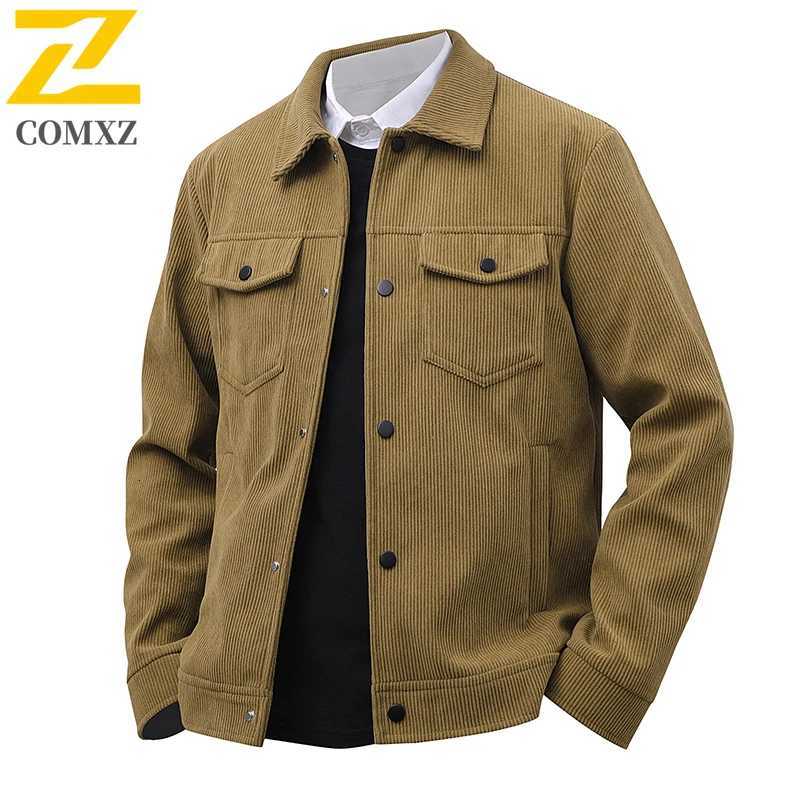 Men Corduroy Jacke Simple Style Versatile Skin Friendly Comfortable Windproof Jacket Business Casual Commuting Lapel Windbreaker W251023