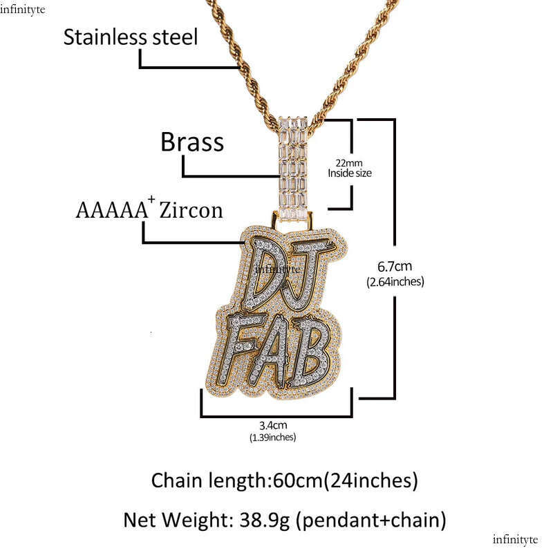 Hip Hop Custom A-Z Letters Name Pendant Necklaces TopBling 5A Zircons Jewelry