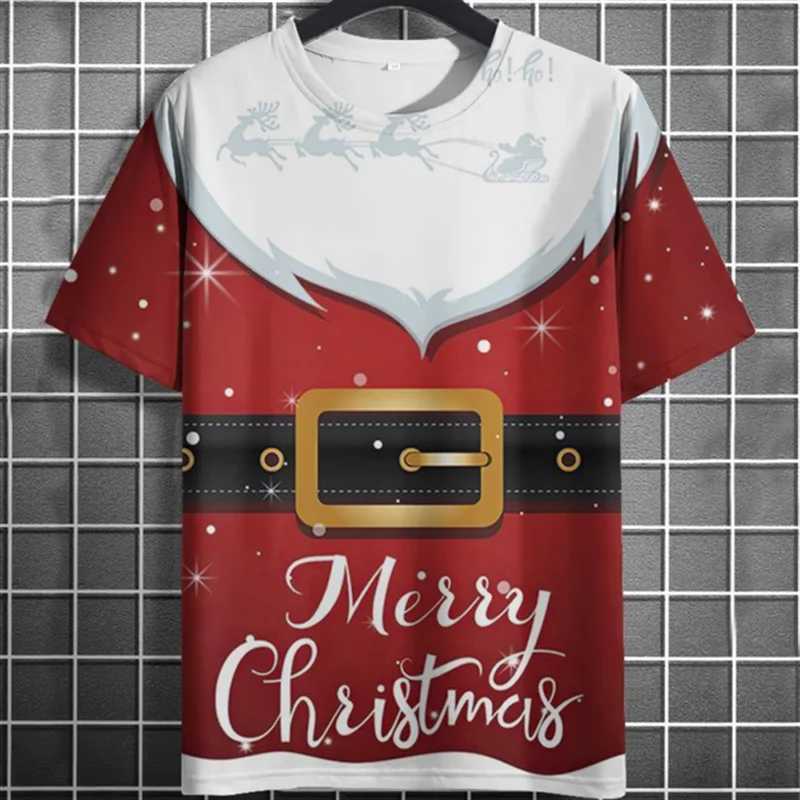 Fashion Christmas Harajuku Mens TShirts Casual Oneck Loose Short Sleeve Tops New Year Gift Xmas Clothing Hip Hop StreetwearXJ251023