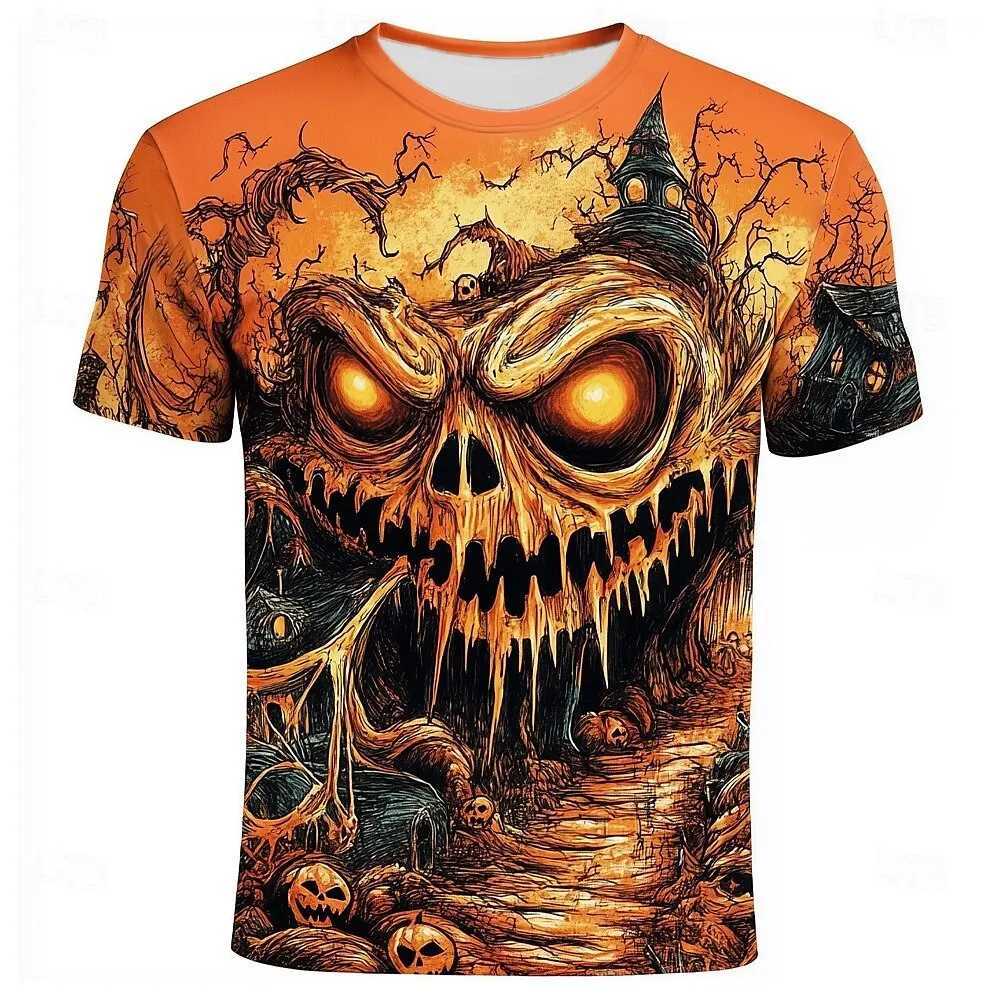 Pumpkin Graphic 3D Print Mens Womens TShirt Halloween Theme Family Party Short Sleeve Tees Oversize Round Neck Unisex ClothesXJ251023