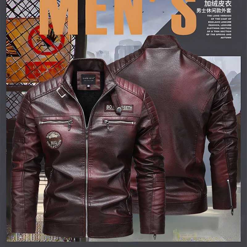 Quality New Male Casual Leather Jackets 7XL Autumn Winter Men Stand Collar Motorcycle Leather Jackets Vintage Leather Coat W251023